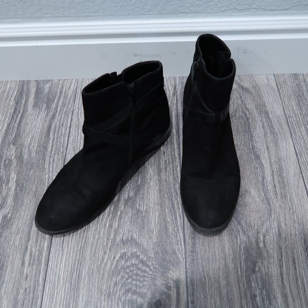 Lauren Ralph Lauren Womens Ankle Booties Leather Black Buckle Strap Boots 8